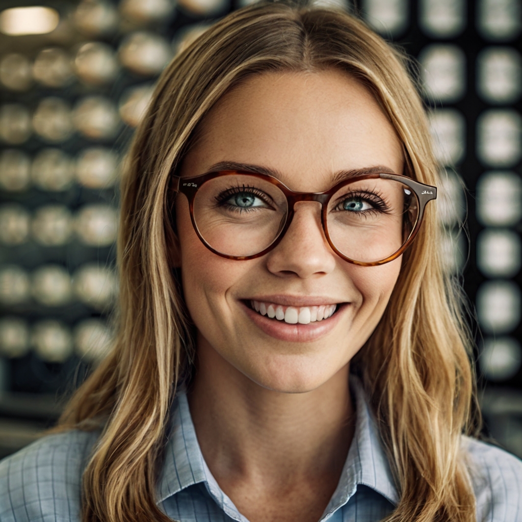 image of white female wearing specs
